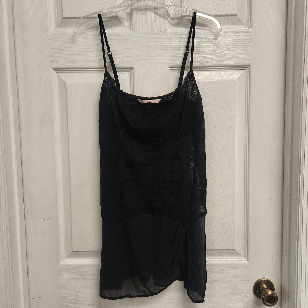 Y2k Victoria's Secret L Black Sheer Lace Mini Dress Nightgown - Picture 2 of 9